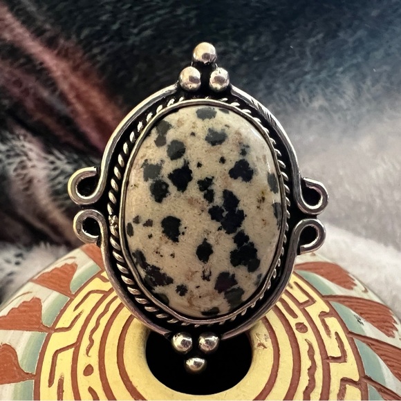 ❤️ Dalmation Jasper Southwestern Sz 7.75 Ring 8.5gms Never Worn - Picture 1 of 9